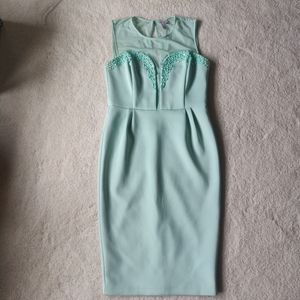 Asos mint green beaded scuba dress, size 8